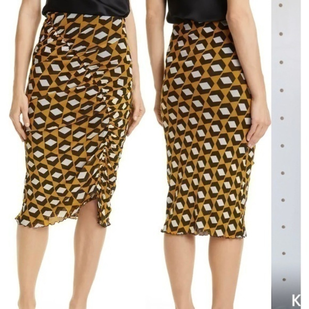 Diane von Furstenberg Christy Ruched Mesh Skirt XS